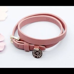 Victoria Emerson Double Wrap Pink Leather Bracelet